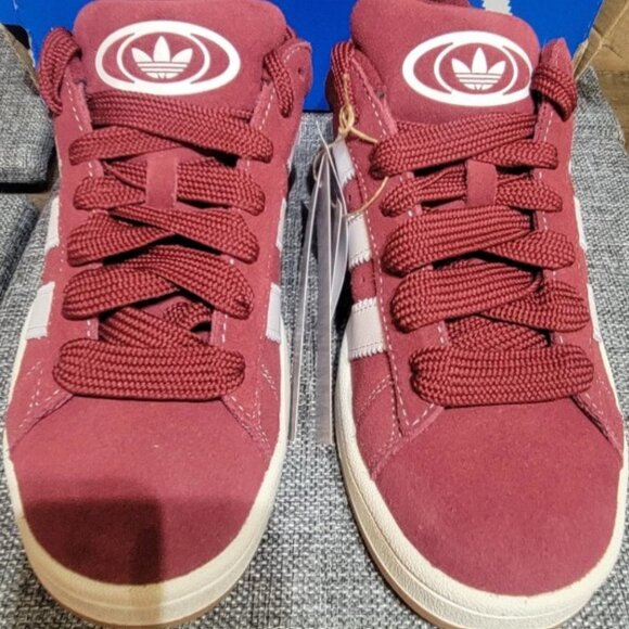 Brand New, Never Worn MENS Size 7.5 US Adidas Campus 00 Burgundy and White Shoes - Picture 1 of 8